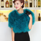 100%Real Ostrich Feather Furry Fur Coat Jacket Bolero Hairy Wedding Bridal Dress