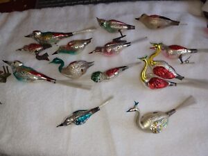 DAMAGED Lot Vintage Mercury Glass Christmas Ornaments BIRDS Parrot Broken Repair