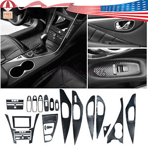 Car Interior Decal Trim Carbon Fiber Trim Vinyl Sticker For Infiniti Q50 2014-19