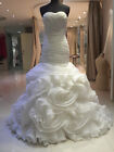 Elegant Mermaid White Ivory Organza Ruffles Ruching Wedding Dresses Bridal Gowns