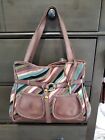 FIFTY FOUR FOSSIL Leather and Suede Multi-Color Stripe Hobo Shoulder Bag