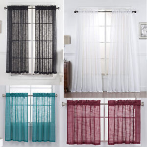 2 Piece Linen Textured Window Treatment Tiers/Curtains panels Drapes Set