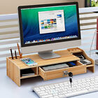 Wood Monitor Riser Rack w/ Drawer Computer/Laptop/PC Stand for Desk Organizer