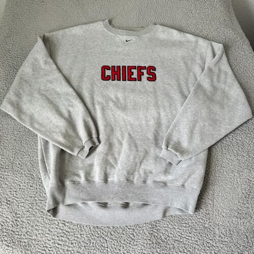 Vintage Kansas City Chiefs Sweater Mens Extra Large XL Gray Nike Center Swoosh