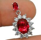 2CT Ruby & White Topaz 925 Solid Sterling Silver Pendant Jewelry Y3-2