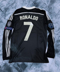 Ronaldo Real Madrid 2014/15 Third Kit Long Sleeve Black Dragon Jersey L