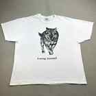 Vintage Wolf Nature T-Shirt Adult XXL White Human-i-Tees Losing Ground USA 90s