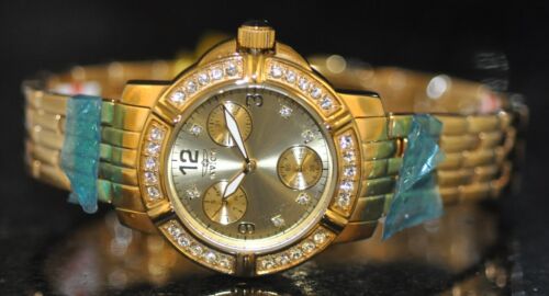 Invicta Ladies Angel Gold Dial Crystal Accents Gold Stainless Steel Watch 18964