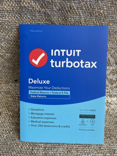 Authentic TurboTax 2023 Deluxe Federal & State Tax PC &Mac (ONLY CODE TODAY READ
