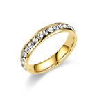 Finger Rings Stainless Steel 4mm For Women And Men Jewelry Rhinestone Sz5-10