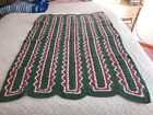 Couch Cover Afghan Homemade Sage Green Rose Red Heart Yarn 44 x 32 Mile a minute
