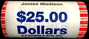 2007 P James Madison Presidential Golden $1 Dollar Coin $25 Roll BU KM 404