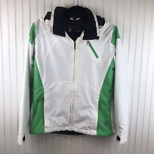Spyder Women's Sz 10 White/Green Hooded Ski/Snowboard Jacket