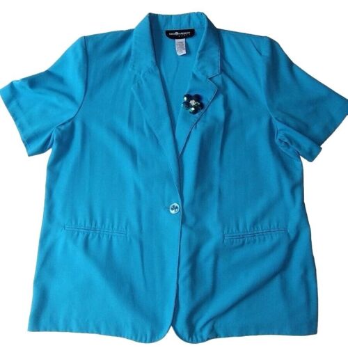 Sag Harbor Vintage Womens Blouse Jacket Button Up Turquoise Blue Size 18W