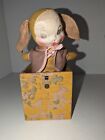 Antique Jack-in-the-Box Wood Easter Bunny Rabbit Works! VGC RARE