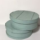 Vintage Teal Painted Wooden Cheese Boxes