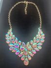 Awesome Vintage Aurora Borealis Rhinestone Gold Tone Necklace From Mom's Jewelry