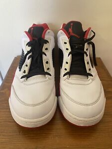 Sz 13 Nike Air Jordan 5 Low Fire Red 2016 Shoes White 819171-101
