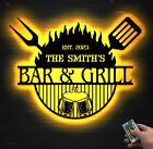 Personalized Metal Barbecue Wall Sign LED Light, Custom Grill Sign,Barbecue Sign