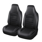 2pc Car Front Seat Covers PU Leather High Back Bucket Seat Cover Black/Gray Line (For: Seat)