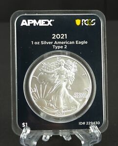 2021 American Silver Eagle Type 2 Silver 1oz Coin PCGS FS 1st Strike BU Sealed