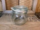 Vintage Clear Glass Jar Canister with Wire Bail Lid