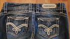 Rock Revival Becky Easy Capri Jeans Womens Size 30 Distressed Stitch Bling 34X27
