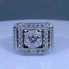 3.20Ct Round Cut Real Moissanite Men's Pinky Ring 14K White Gold Plated