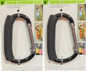 2 Jumbo Aluminum Carabiner Large D Ring Snap Hook Key Chain Cushion Grip 5''