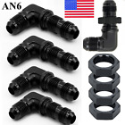 5PCS -6 AN Bulkhead Adapter Fittings Male to AN 6 Male 90 Degree  with Nut Black