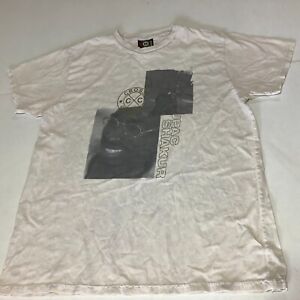 Vintage Men's Cross Colours 2pac Shakur Tupac Rap Tee T-Shirt White Marble Sz M