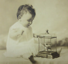 Vintage Singing Bird Automaton Cage Cute Baby (Photo) Keywind circa 1920-30s