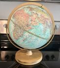 Vintage Replogle Raised Relief 12” Diameter Globe World Ocean Series Metal Stand