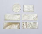 6x CHINESE ENGRAVED MOTHER OF PEARL GAMING COUNTERS / TOKENS 19th Century