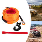 3/8x100ft Synthetic Winch Rope with Hook, Orange Winch Cable w/Protective Sleeve