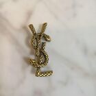 Yves Saint Laurent Novelty Brooch Pin gold UNUSED YSL snake