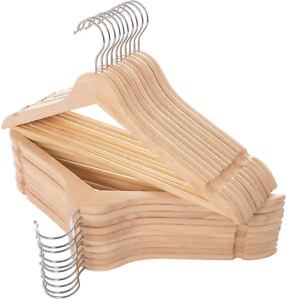 ELONG HOME Solid Wooden Hangers 20 Pack, Wood Suit Hangers with Extra Smooth Fin