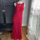 Marina Red Sequined Lace Sleeveless Evening Gown Womens Size 6