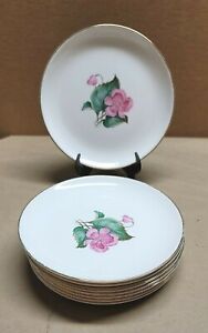 Eight (8) Taylor Smith Taylor Versatile Rose Bread & Butter Plates 6 -1/2