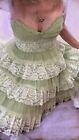 Betsey Johnson Vintage Size 2  Sorbet Green Corset Dress Tulle Ruffled Lace