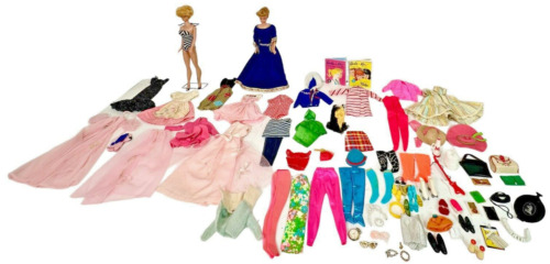 Vintage Barbie 1960s Lot of Barbie/Midge Dolls & Clothes- Booklets & Accessories