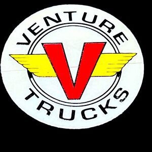Vintage 1980’s Venture Skateboard Trucks Sticker Clear Round Red V Yellow Wings