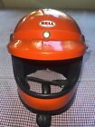 Vintage Orange Bell Star 120 Helmet with  Visor & Face shield  Size 7 1/2 10/76