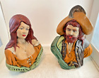 VTG Holland Mold Gaspar Pirate Gypsy Ceramic Bust Couple 12