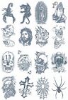 Tinsley Transfers Prison Temporary Tattoo Skull Jesus Web Spider Cross and More