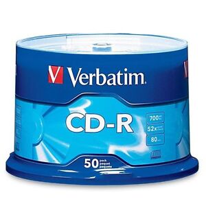 50 VERBATIM CD-R CDR 700MB 52X Logo Branded 80min Media Disc 94691