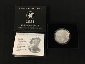2021-W American Silver Eagle UNCIRCULATED Coin!!! W Box and COA!!!