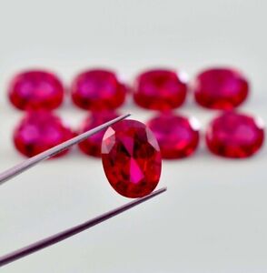 AAA+ Natural Mozambique Red Ruby Oval Shape Loose Gemstone 50 Pcs Lot