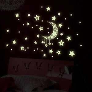 star moon glow in the dark luminous ceiling wall stickers kids bedroom decal