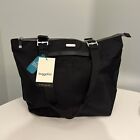 BAGGALLINI LARGE ALL AROUND NYLON TOTE SHOULDER BAG ~ Black with tan lining NWT
